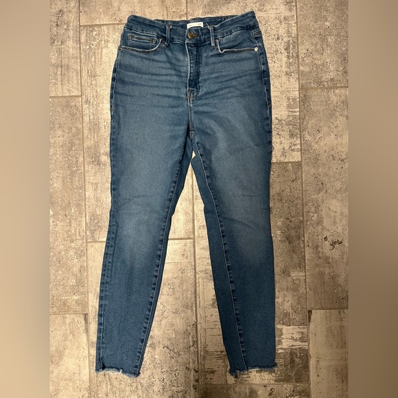 Good American Skinny Jeans w/ Frayed Hems Indigo SZ 10/30 - Picture 4 of 10